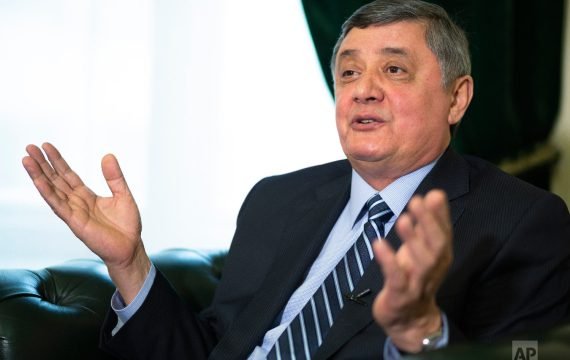 In this photo taken on Wednesday, Feb. 13, 2019, Russian presidential envoy to Afghanistan Zamir Kabulov speaks during an interview with The Associated Press in Moscow, Russia. Many Russian officials and lawmakers argue that the U.S. involvement in Afghanistan has been far less successful than that of the Soviet Union. “The (Afghan) army trained by the Soviet Union could stand alone for three years,” Kabulov said. (AP Photo/Alexander Zemlianichenko)